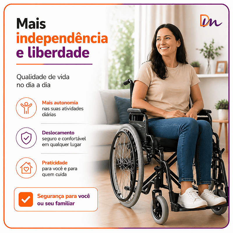 Cadeira De Rodas Modelo D400 Dobrável Até 120 Kg - Dellamed