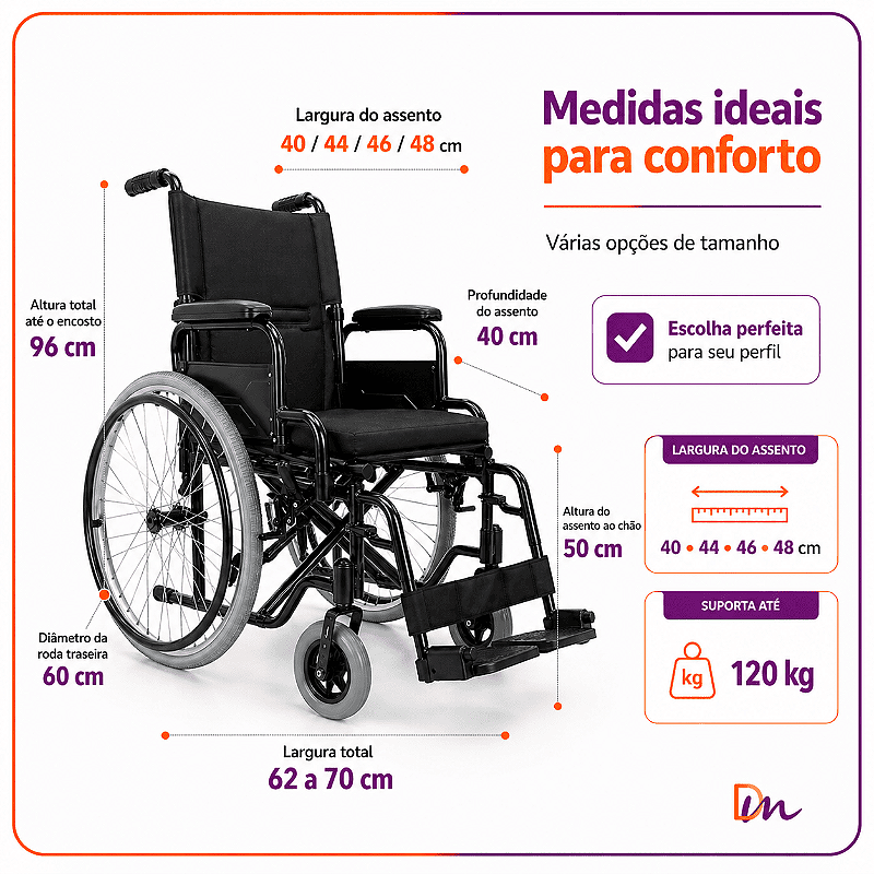 Cadeira De Rodas Modelo D400 Dobrável Até 120 Kg - Dellamed