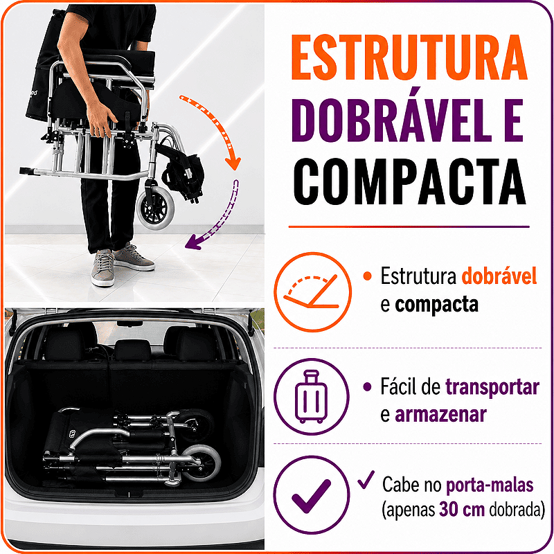 Cadeira De Rodas Modelo D600 Dobrável Até 120 Kg - Dellamed