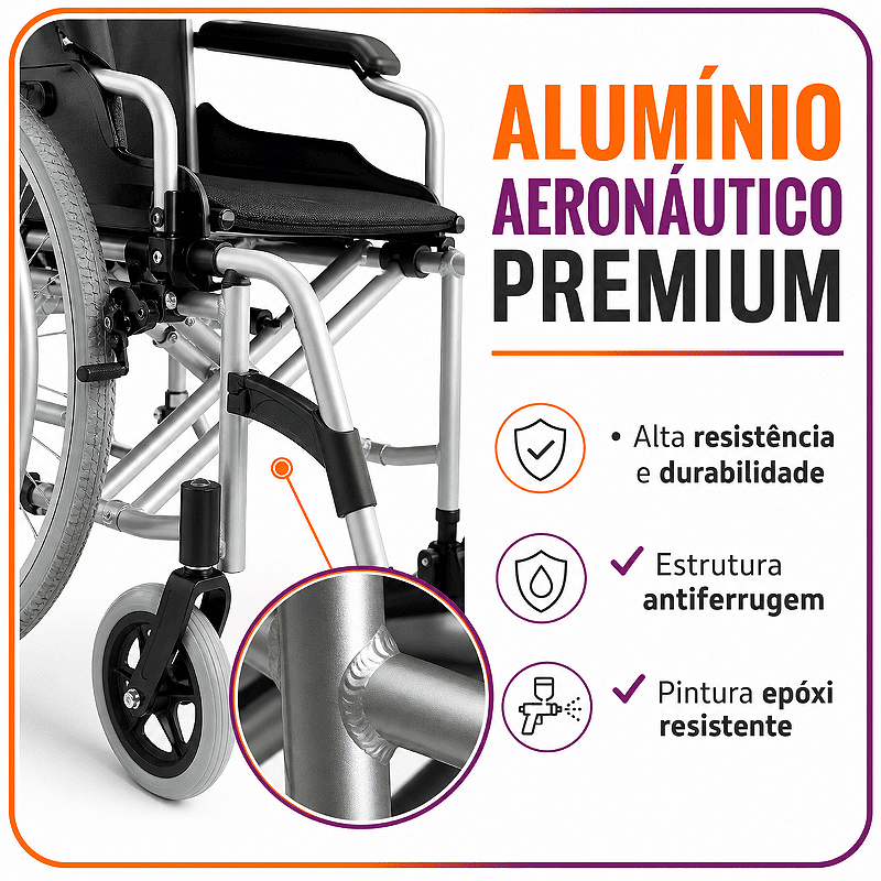 Cadeira De Rodas Modelo D600 Dobrável Até 120 Kg - Dellamed