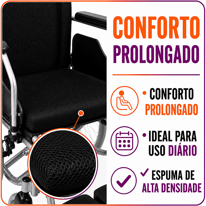 Cadeira De Rodas Modelo D600 Dobrável Até 120 Kg - Dellamed