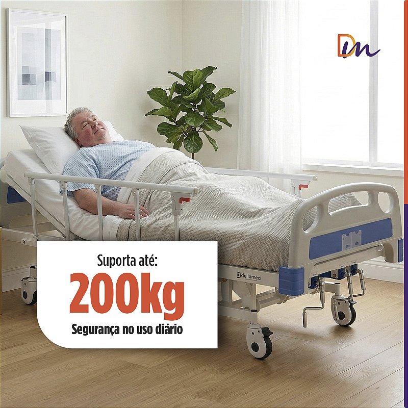 Cama Hospitalar 3 Movimentos Manual Até 200kg DX3 - Dellamed