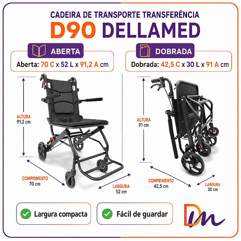 Cadeira De Transporte Transferência D90 - Dellamed