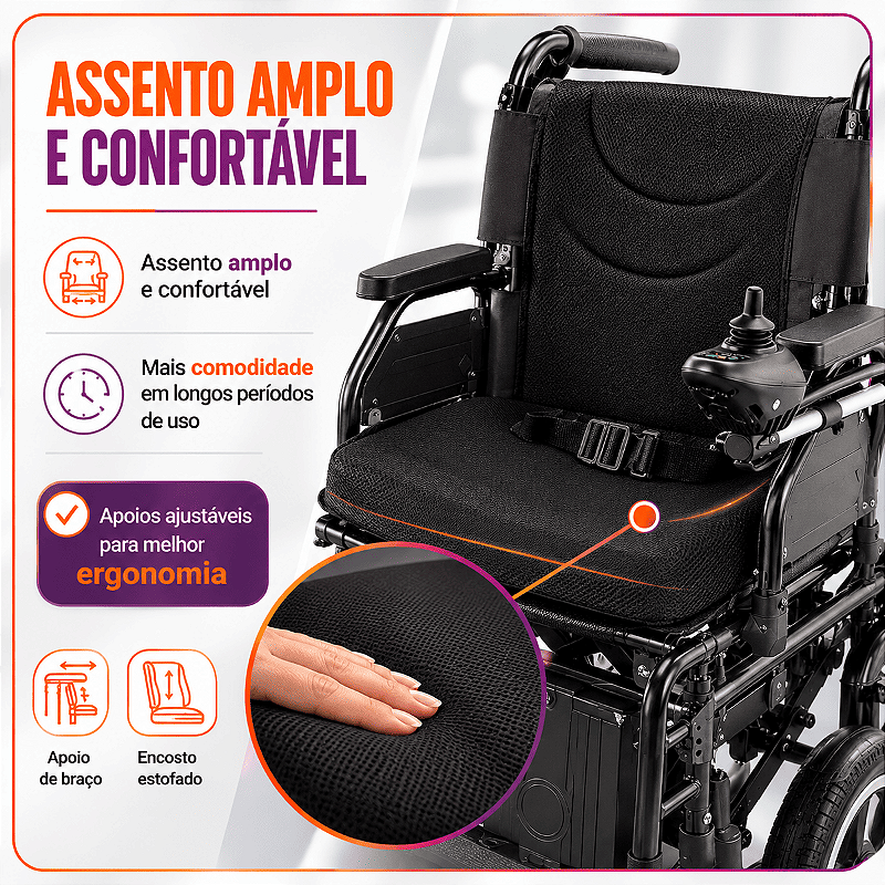 Cadeira de Rodas Motorizada Modelo D800 Até 120 Kg - Dellamed