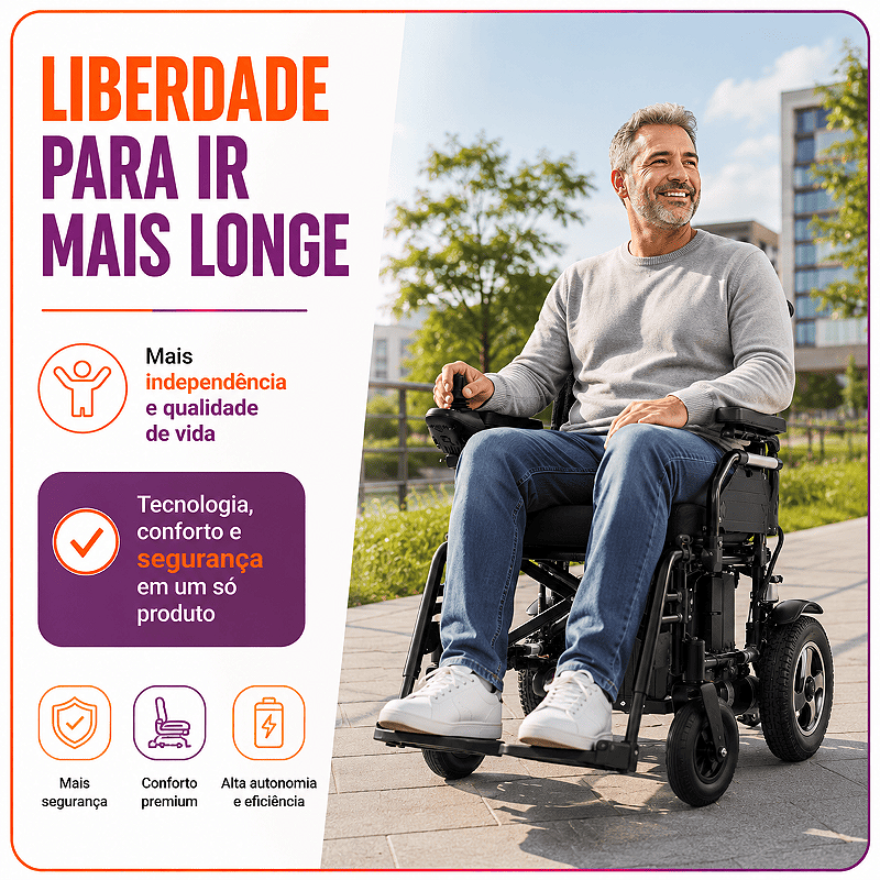 Cadeira de Rodas Motorizada Modelo D800 Até 120 Kg - Dellamed