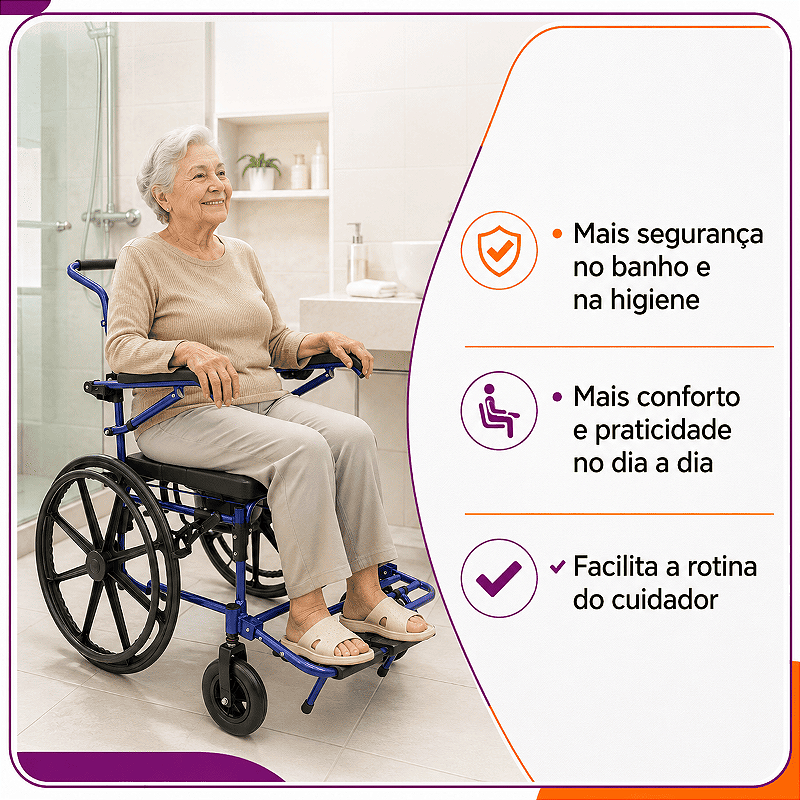 Cadeira de Banho D70 Até 200 Kg Em Alumínio - Dellamed