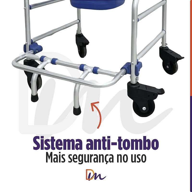 Cadeira De Banho D55 Em Alumínio Até 135 Kg - Dellamed