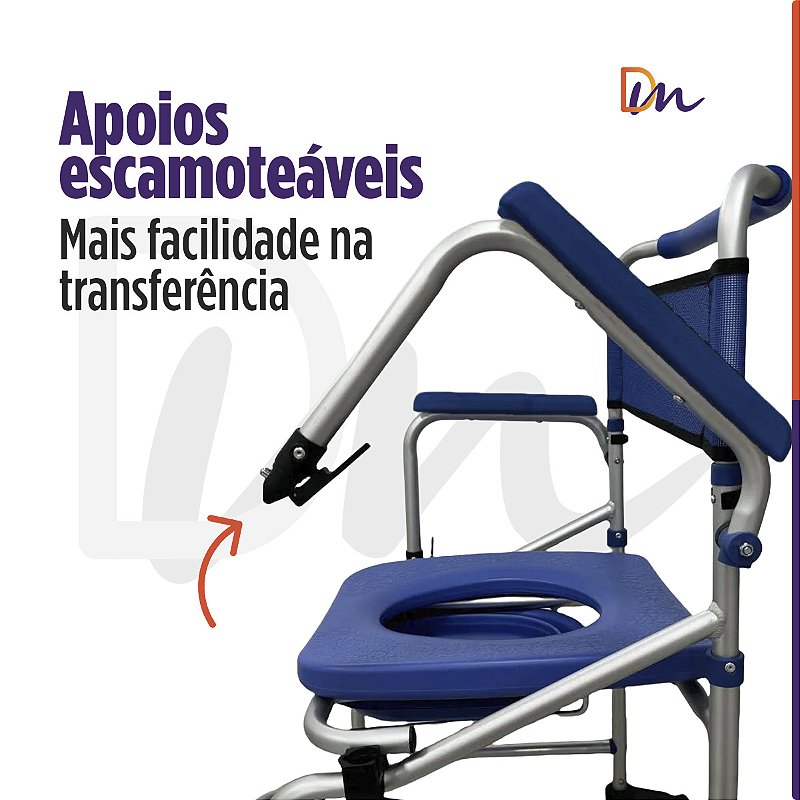 Cadeira De Banho D55 Em Alumínio Até 135 Kg - Dellamed