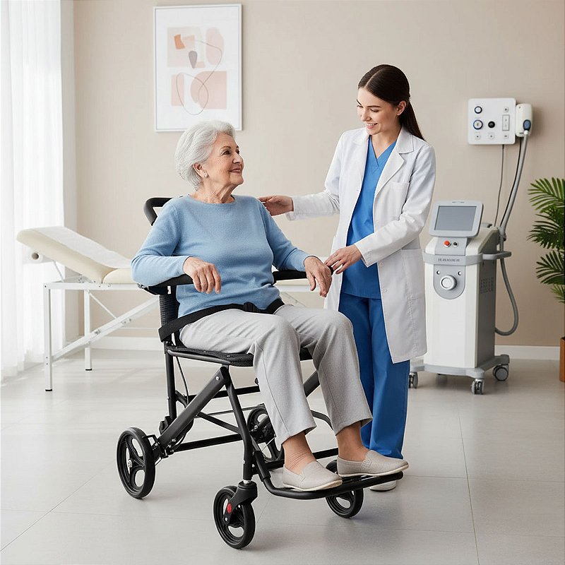 Cadeira De Transporte Em Aço Senior Care Suporta Até 100Kg - Supermedy