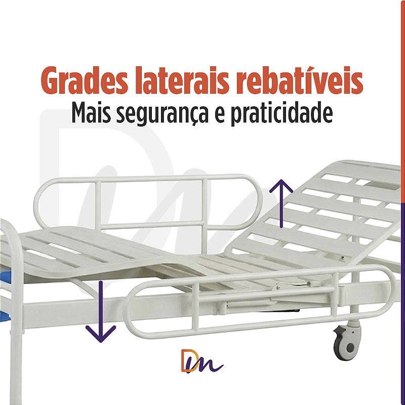 Cama Hospitalar 02 Manivelas Até 180 Kg - Supermedy