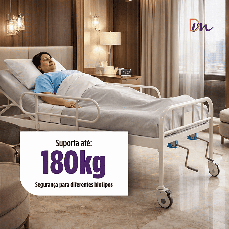Cama Hospitalar 02 Manivelas Até 180 Kg - Supermedy