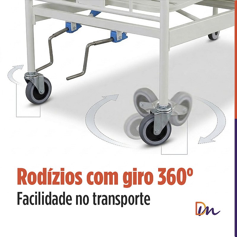 Cama Hospitalar 02 Manivelas Até 180 Kg - Supermedy