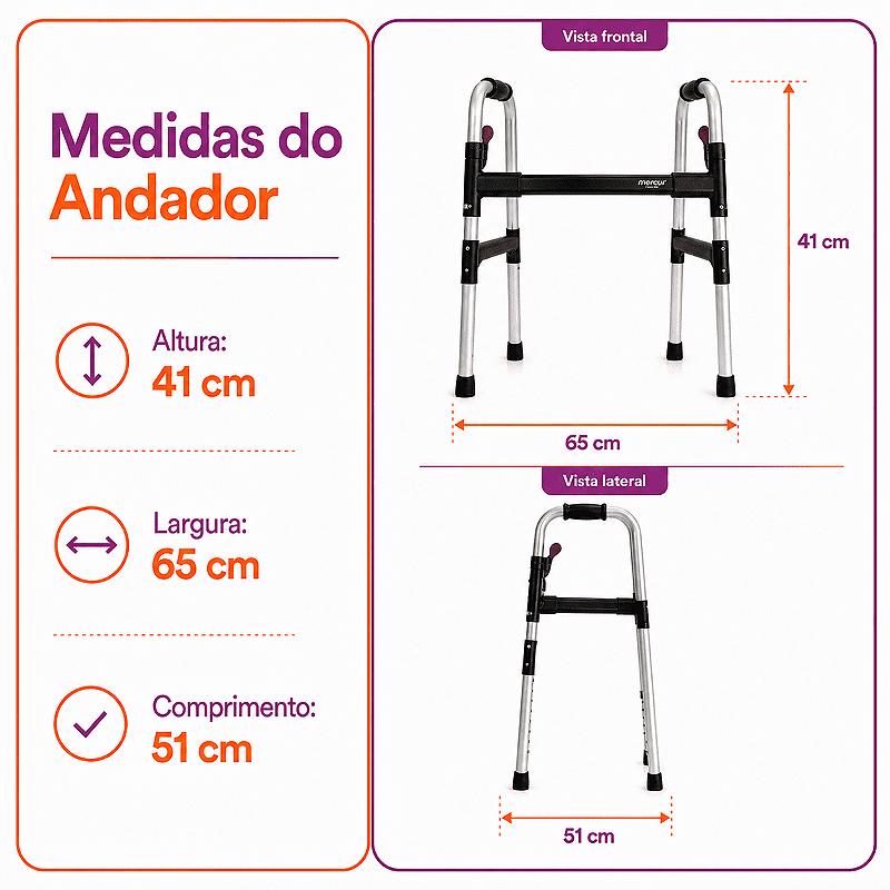 Andador Desmontável Até 130 Kg - Mercur
