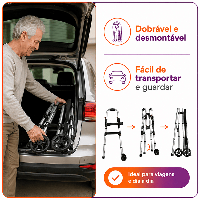 Andador Desmontável Com Rodas Até 130 Kg BC1547 - Mercur