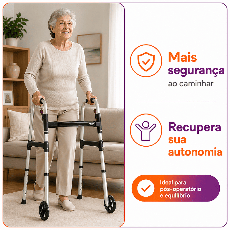 Andador Desmontável Com Rodas Até 130 Kg BC1547 - Mercur