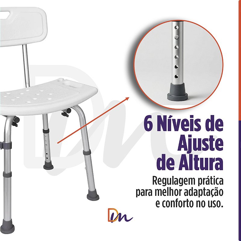 Banco Para Banho Com Encosto Modelo Até 135Kg - Mercur
