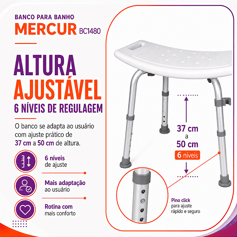 Banco Para Banho Até 135 Kg - Mercur