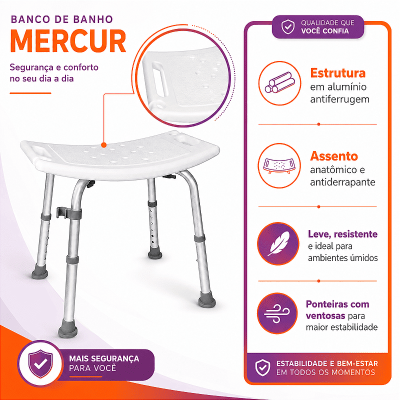 Banco Para Banho Até 135 Kg - Mercur