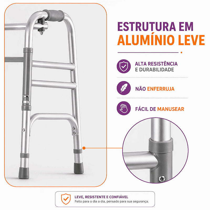 Andador Articulado 3 Barras Até 150 Kg SC300 - Hidrolight