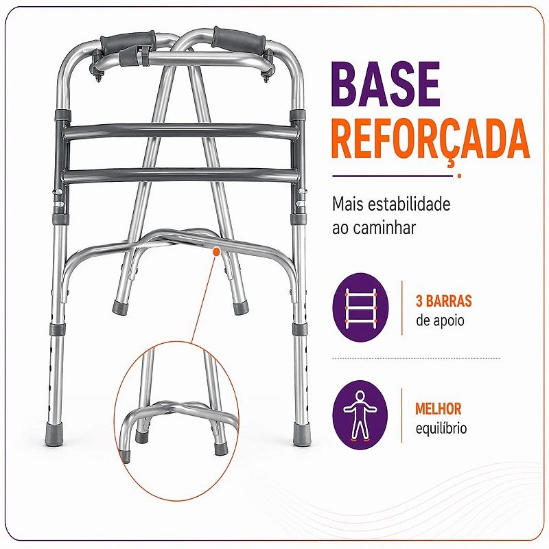 Andador Articulado 3 Barras Até 150 Kg SC300 - Hidrolight