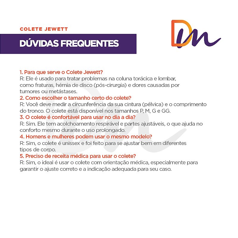 Colete Jewett Imobilizador Ortopédico - Hidrolight