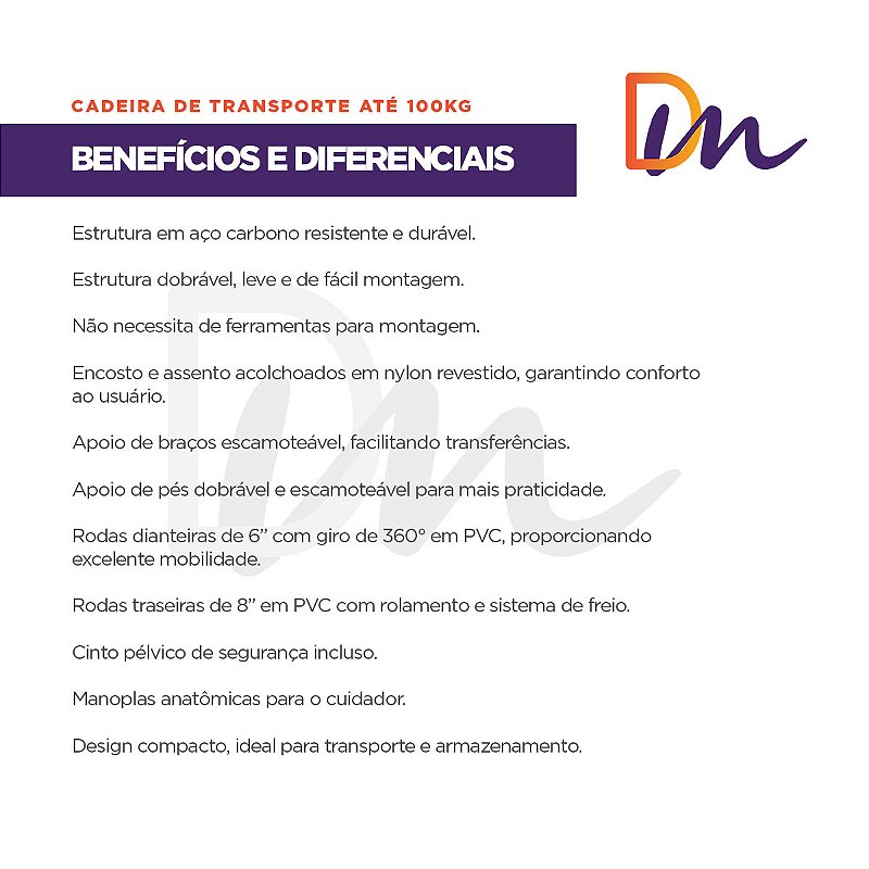 Cadeira De Rodas Para Transporte Até 100Kg - Hidrolight