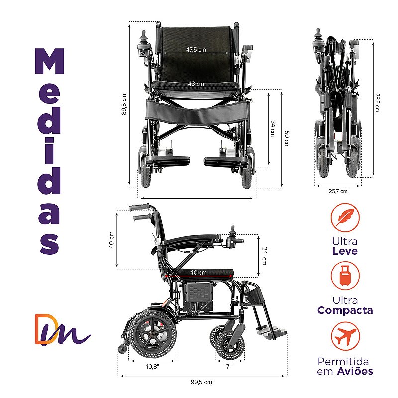 Cadeira De Rodas Motorizada X-Lite Até 120Kg Power Lite