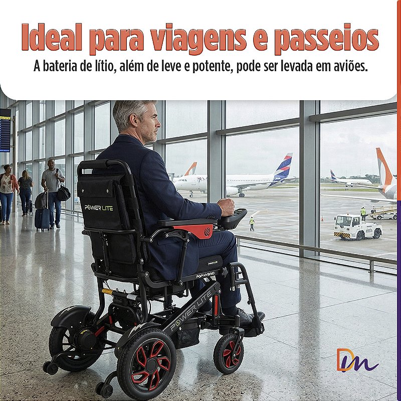 Cadeira de Rodas Motorizada New Pop Hybrid Até 120Kg D23 - Power Lite