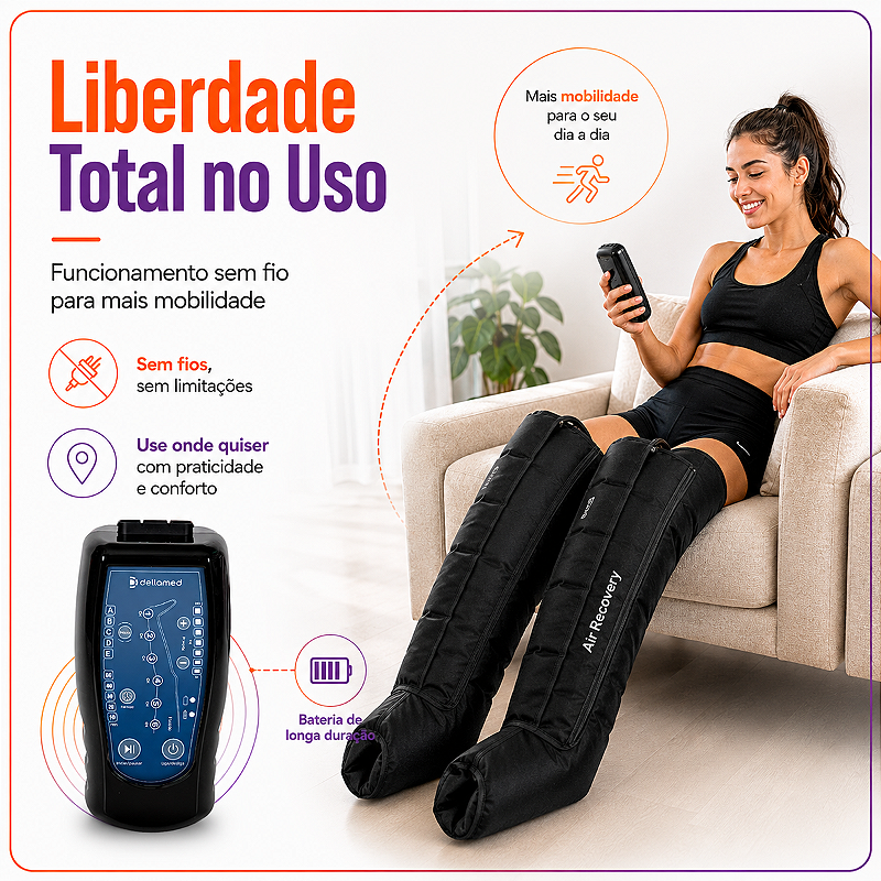Bota de Compressão Pneumática Sem Fio Air Recovery Tamanho M - Dellamed