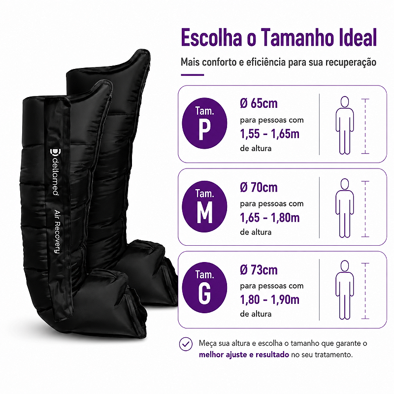 Bota de Compressão Pneumática Sem Fio Air Recovery Tamanho M - Dellamed