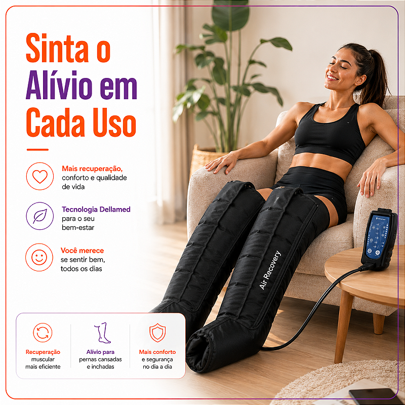 Bota de Compressão Pneumática Sem Fio Air Recovery Tamanho M - Dellamed