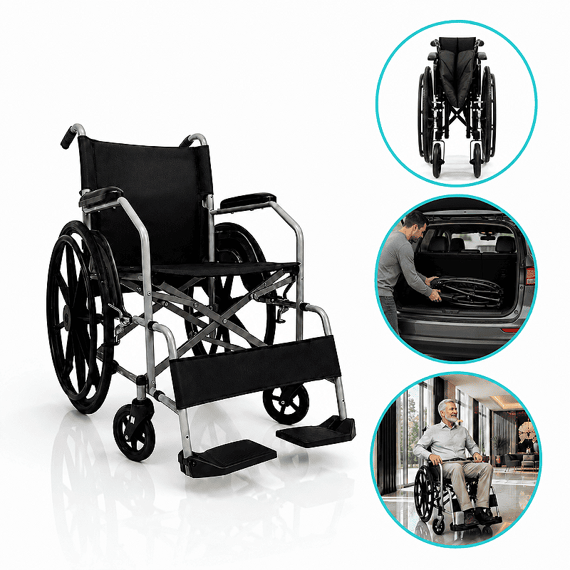 Cadeira De Rodas Manual Até 110kg Com Encosto Rebatível D100 Pop – Dellamed