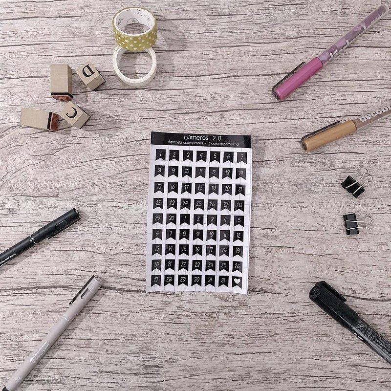 Cartela de adesivos para bujo e planner