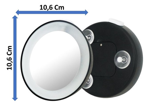 Espelho Maquiagem Aumento 15x Com Luz Ventosa Klass Vough