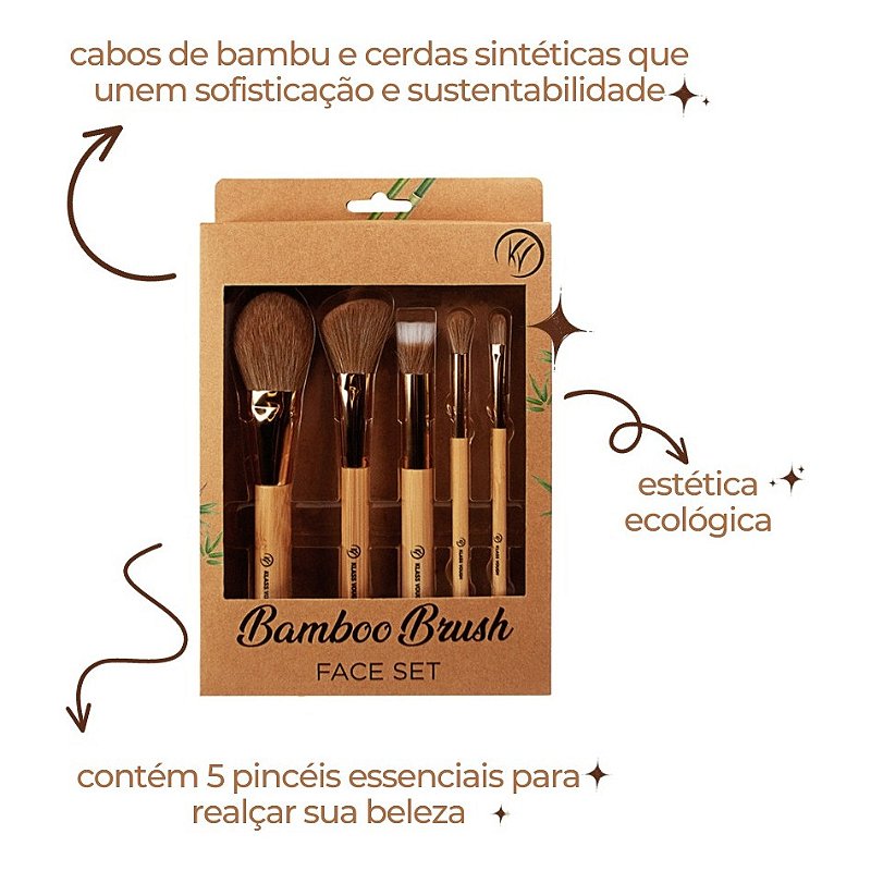 Kit Pincéis Rosto Klass Vough Bamboo Brush Face Set Bfs-02