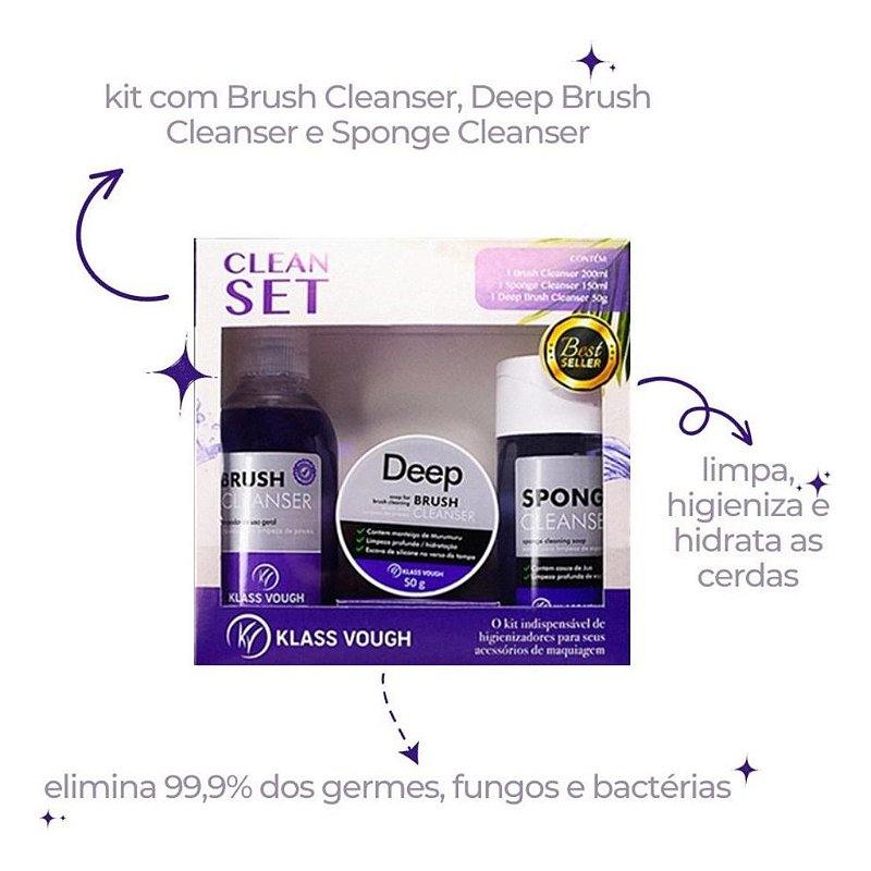 Limpador Pincel - Klass Vough - Higienizador - Kit Clean Set