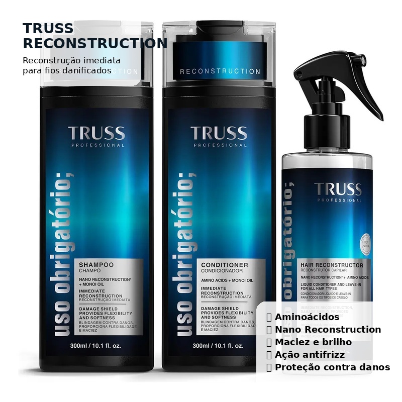 Kit Shampoo+condicionador+spray uso obrigatorio Truss