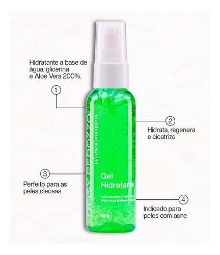 Deisy Perozzo Gel Hidratante com glicerina 60g pele oleosa