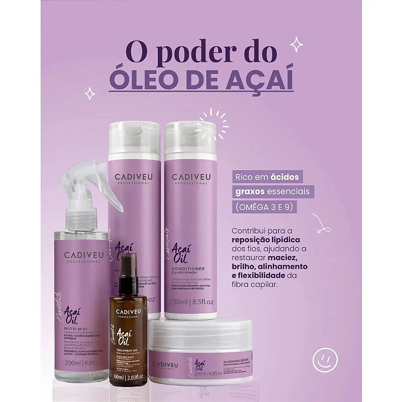 Shampoo Açaí Oil Essentials 250ml Cadiveu