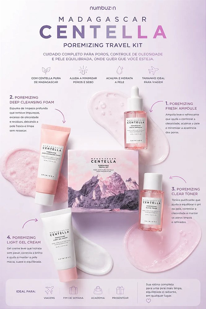 Kit poros Centella Poremizing Skin1004 Travel Kit - 1 set (4 itens)