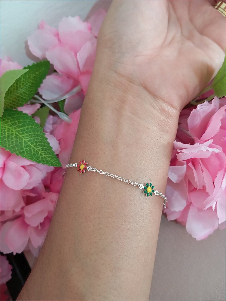 Pulseira 4 Margaridas Prata 925