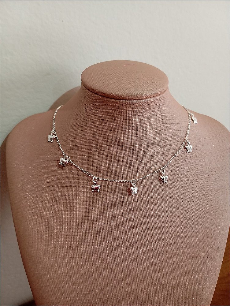 Choker Borboleta Prata 925