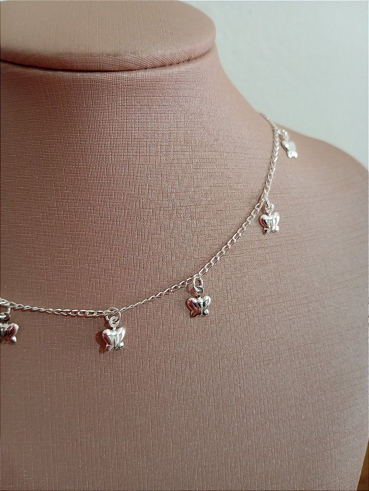 Choker Borboleta Prata 925