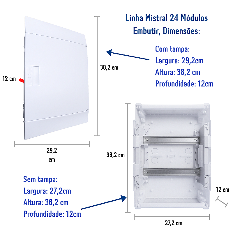 Quadro Distribuição de Disjuntores Emb. Mistral 24 Mód. S/ Barram. T/N ABB