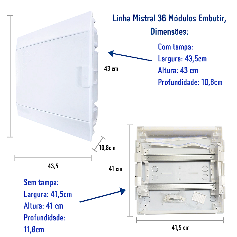 Quadro Distribuição de Disjuntores Emb. Mistral 36 Mód. S/ Barram. T/N ABB
