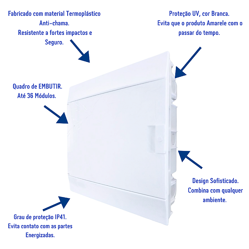 Quadro Distribuição de Disjuntores Emb. Mistral 36 Mód. S/ Barram. T/N ABB