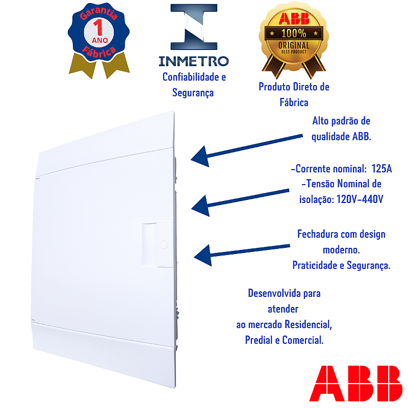 Quadro Distribuição de Disjuntores Emb. Mistral 36 Mód. S/ Barram. T/N ABB
