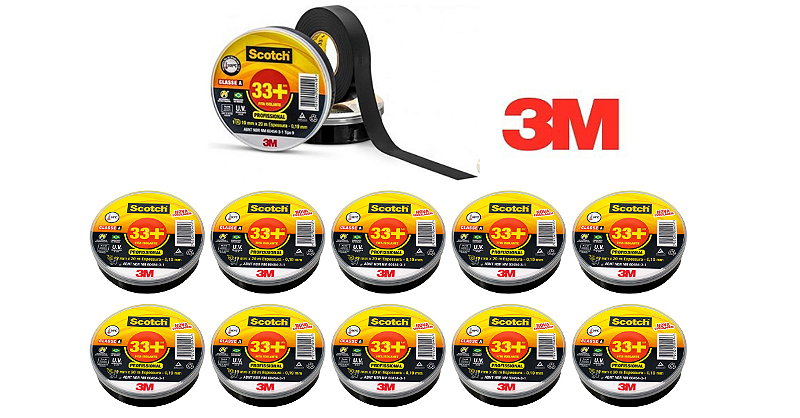 Fita Isolante 3m Scotch 33+ 19mm x 20 Metros Kit 10 Peças