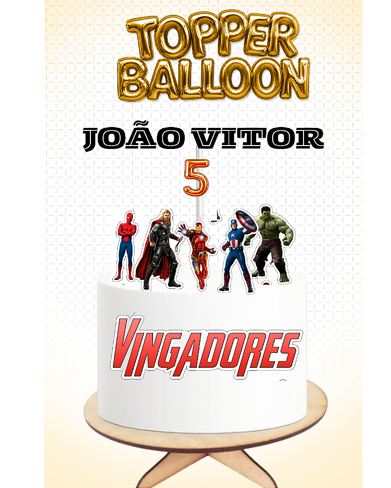 Topo de Bolo Vingadores Topper Balloon