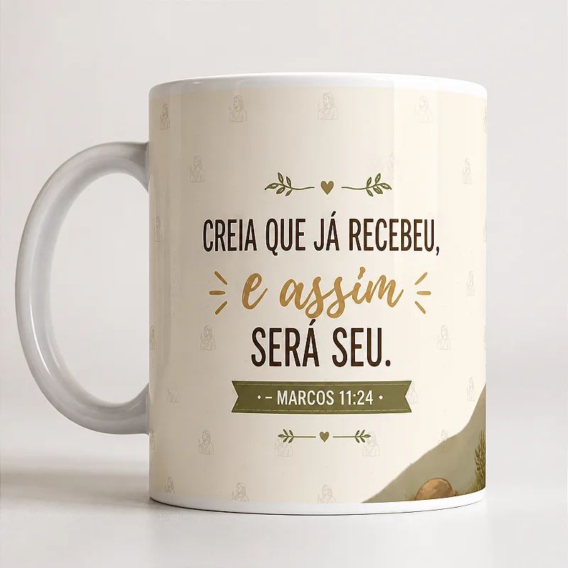 Caneca de Porcelana Devoção Religiosa - 350ml
